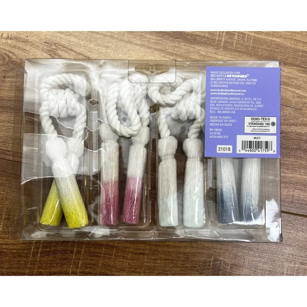 NEW WILD SAGE OMBRE TASSEL 4 PACK NAPKIN‎ RINGS